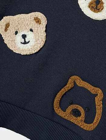 Felpa leggera con animazione 'orso' in maglia bouclette