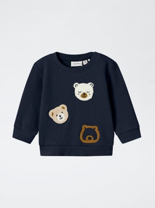 Felpa leggera con animazione 'orso' in maglia bouclette
