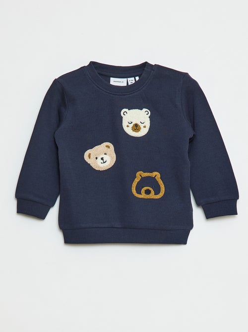 Felpa leggera con animazione 'orso' in maglia bouclette - Kiabi