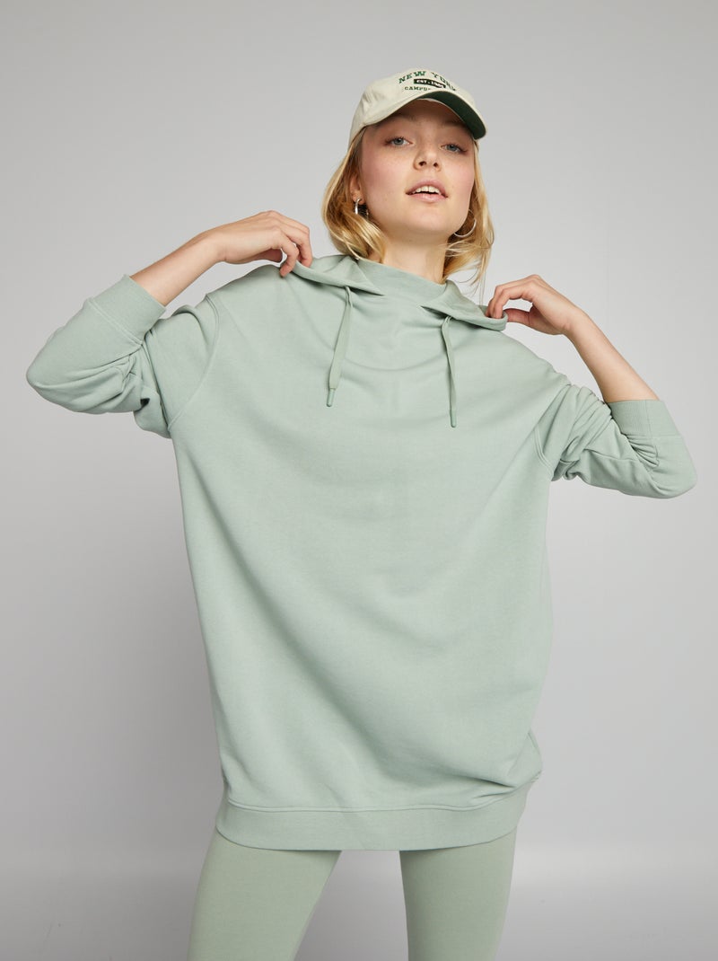 Felpa leggera con cappuccio VERDE - Kiabi