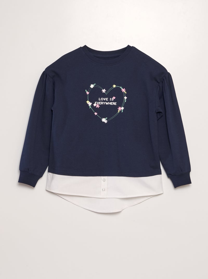 Felpa leggera effetto a camicia BLU - Kiabi