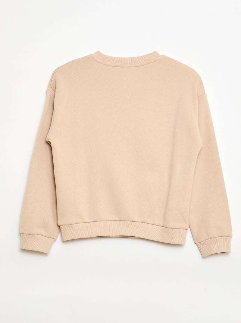 Felpa leggera in felpa garzata con stampa Beige - Kiabi