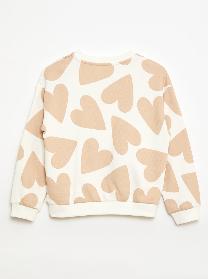 Felpa leggera in felpa garzata con stampa Beige - Kiabi