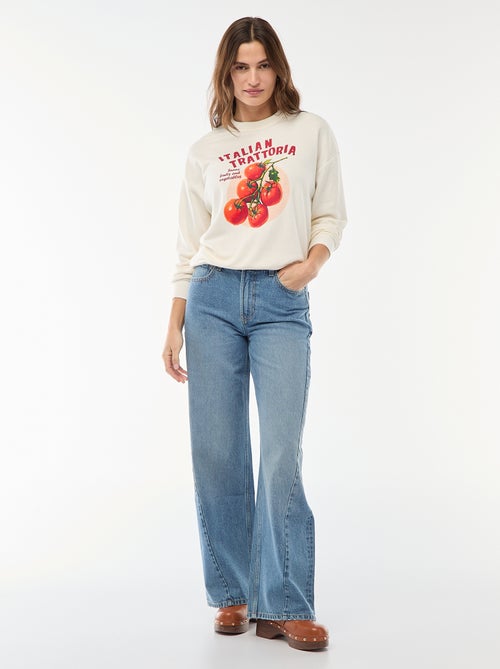 Felpa leggera in felpa garzata con stampa - Kiabi