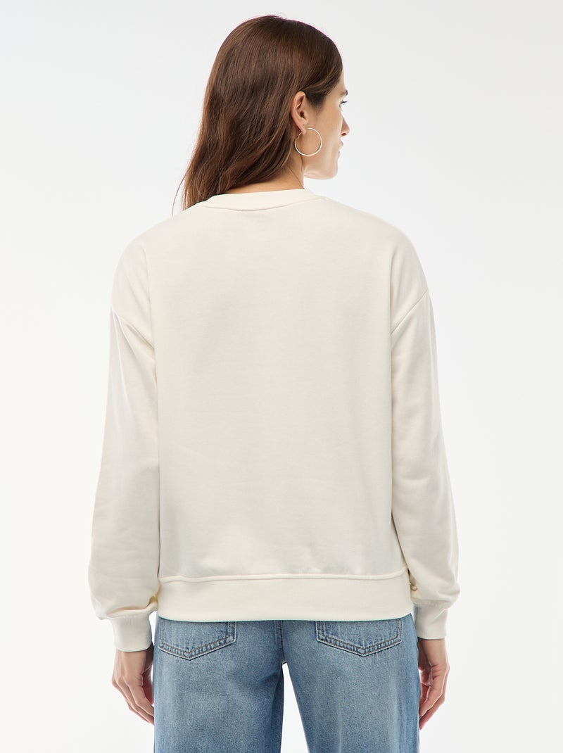 Felpa leggera in felpa garzata con stampa Bianco - Kiabi