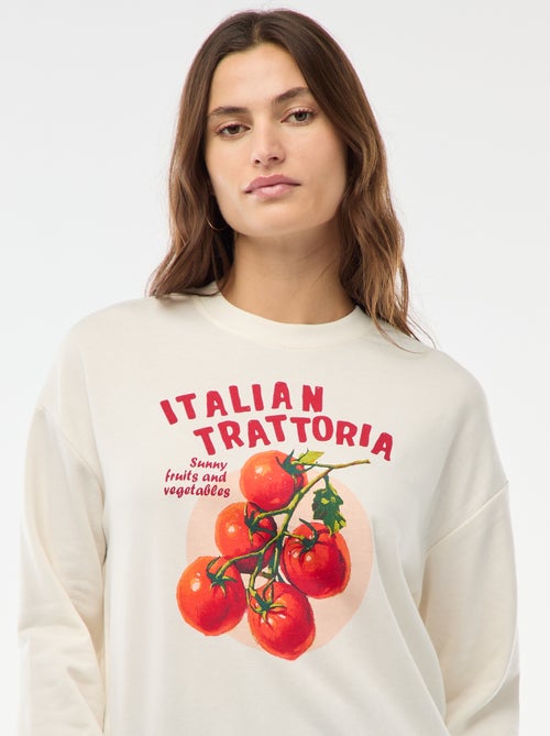 Felpa leggera in felpa garzata con stampa - Kiabi