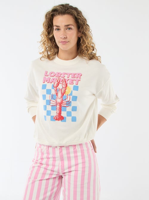 Felpa leggera in felpa garzata con stampa - Kiabi