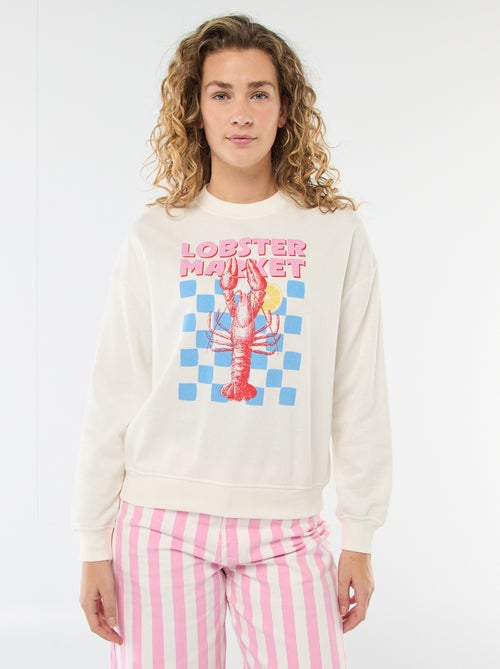 Felpa leggera in felpa garzata con stampa - Kiabi