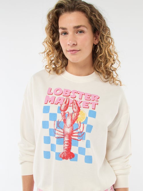 Felpa leggera in felpa garzata con stampa - Kiabi