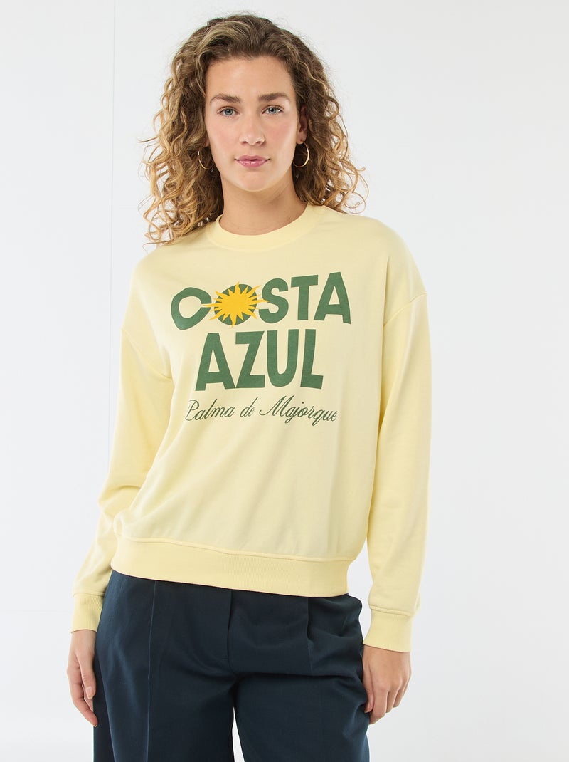Felpa leggera in felpa garzata con stampa Giallo - Kiabi
