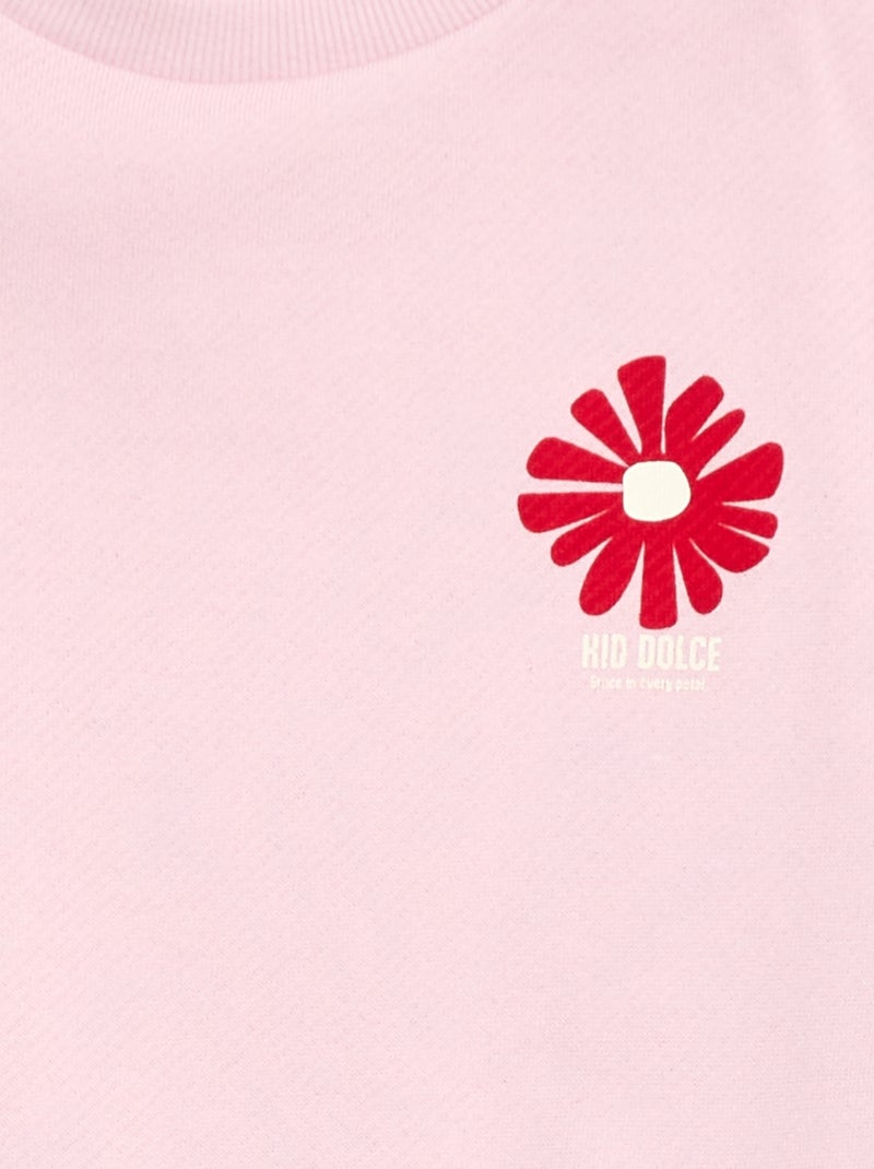 Felpa leggera in felpa garzata con stampa Rosa - Kiabi