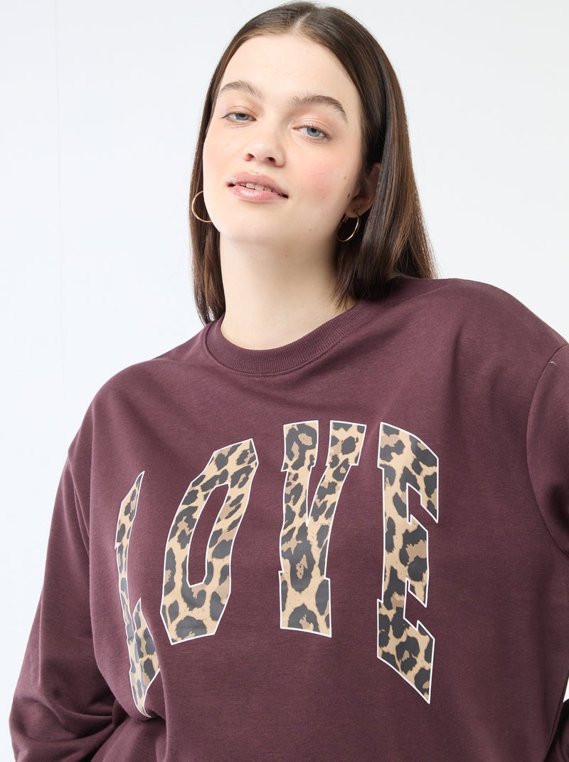 Felpa leggera in French Terry con scritta Marrone - Kiabi