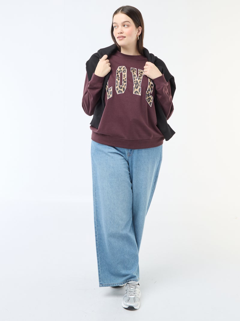 Felpa leggera in French Terry con scritta Marrone - Kiabi