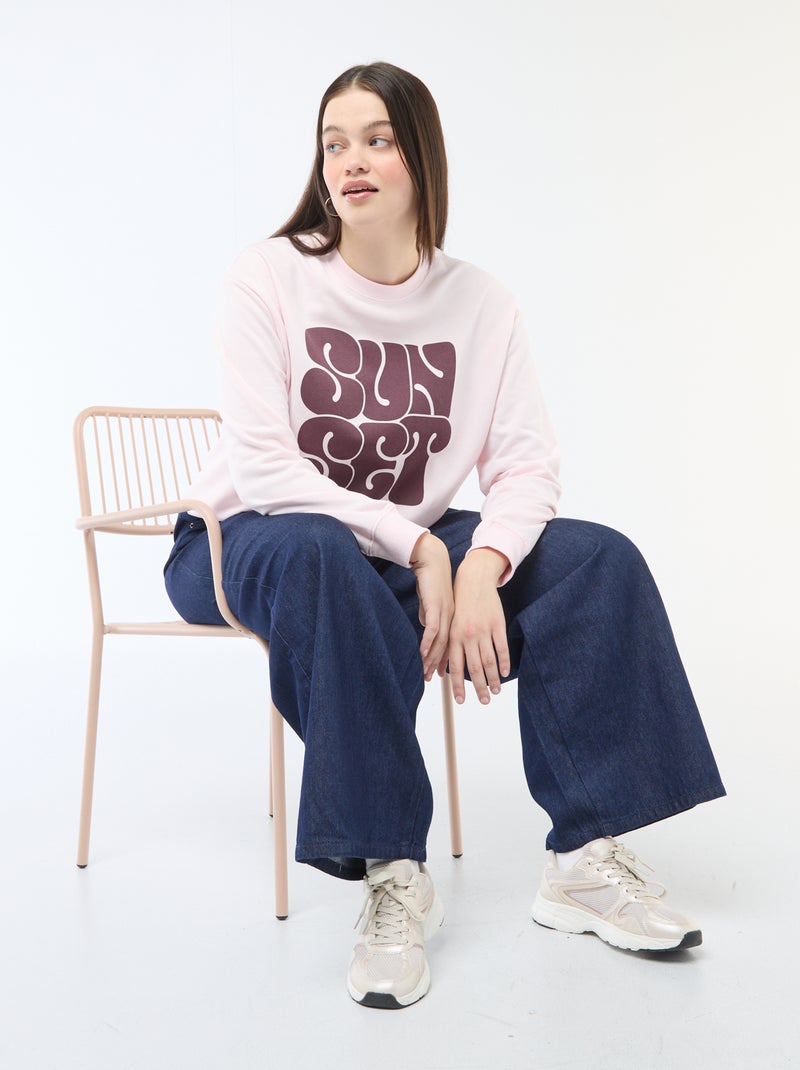 Felpa leggera in French Terry con scritta Rosa - Kiabi