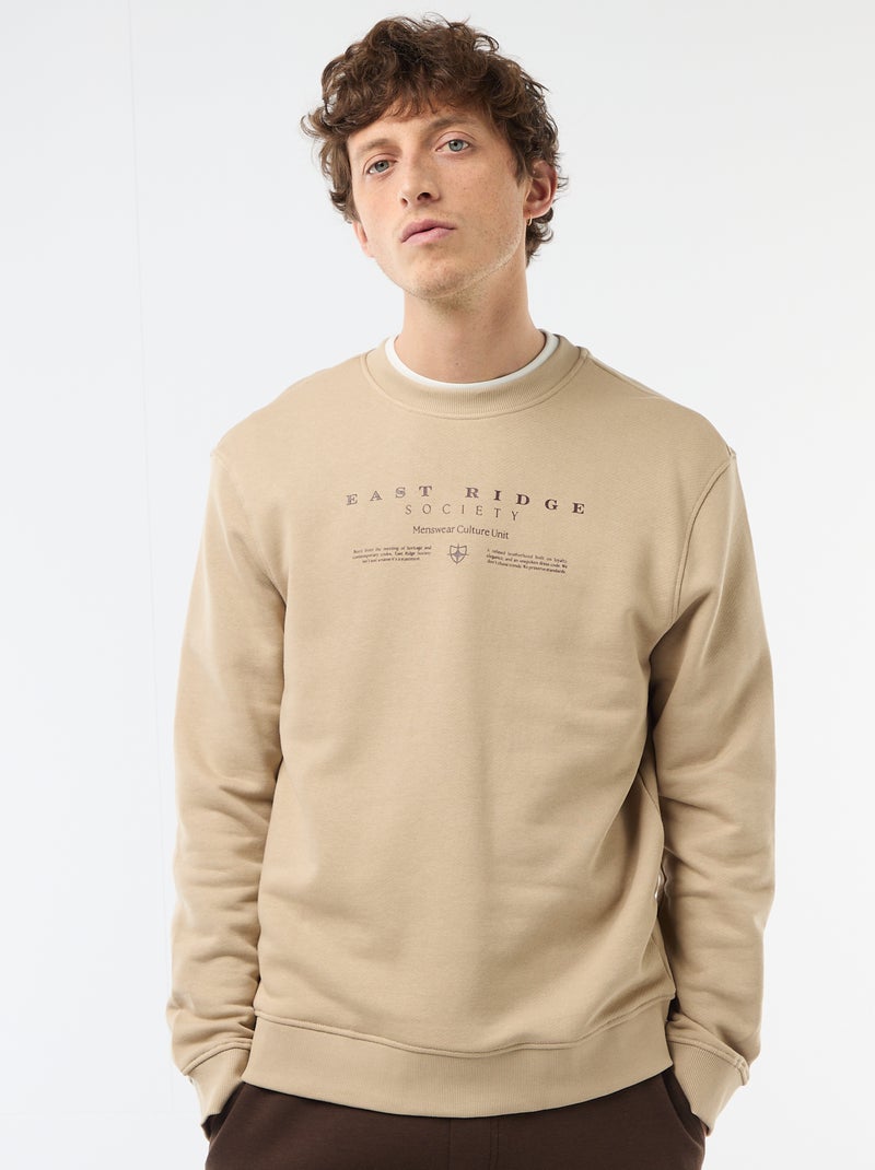 Felpa leggera in mollettone stampata fronte/retro Beige - Kiabi