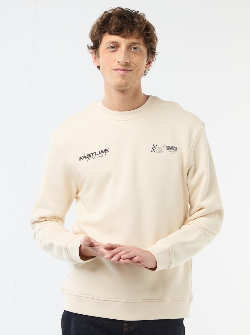 Felpa leggera in mollettone stampata fronte/retro Bianco - Kiabi