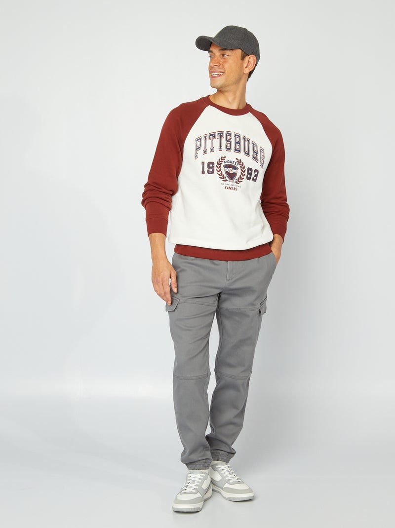 Felpa leggera maniche raglan BIANCO - Kiabi