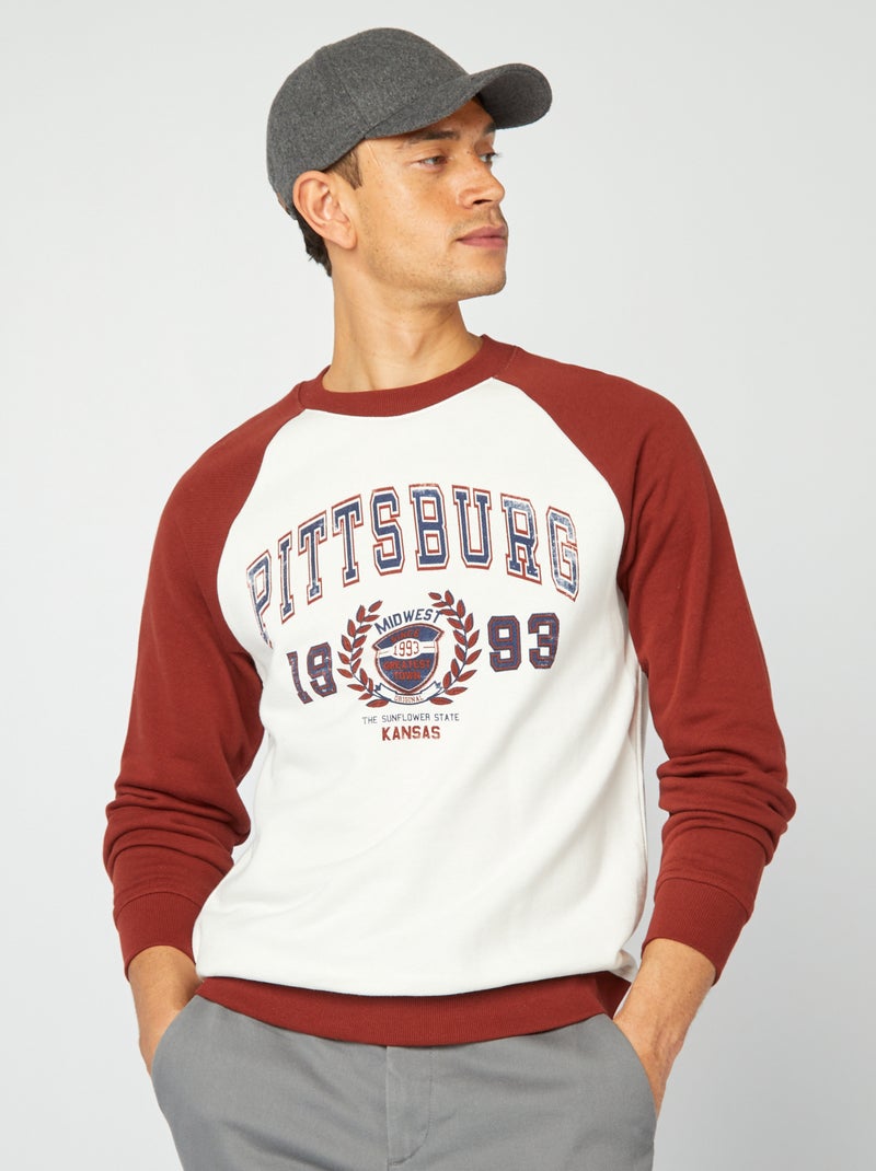 Felpa leggera maniche raglan BIANCO - Kiabi