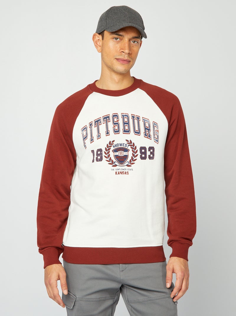 Felpa leggera maniche raglan BIANCO - Kiabi