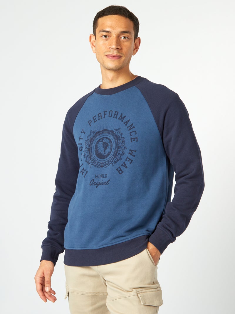 Felpa leggera maniche raglan BLU - Kiabi