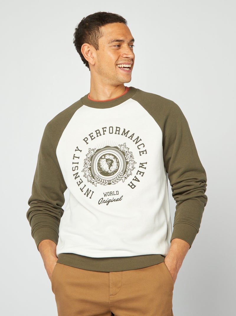 Felpa leggera maniche raglan KAKI - Kiabi