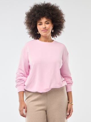 Felpa leggera tinta unita con scollo rotondo