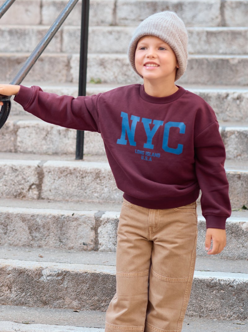 Felpa loose con stampa Marrone - Kiabi