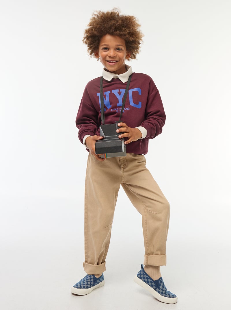 Felpa loose con stampa Marrone - Kiabi