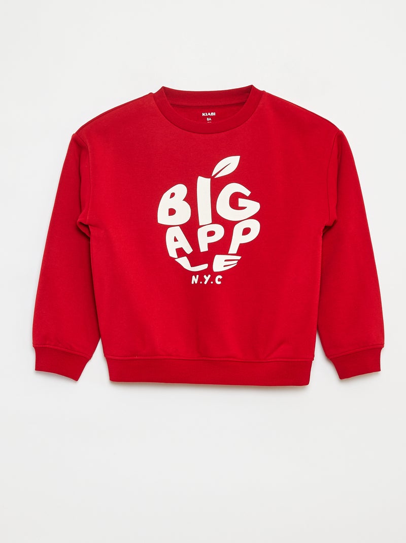 Felpa loose con stampa Rosso - Kiabi