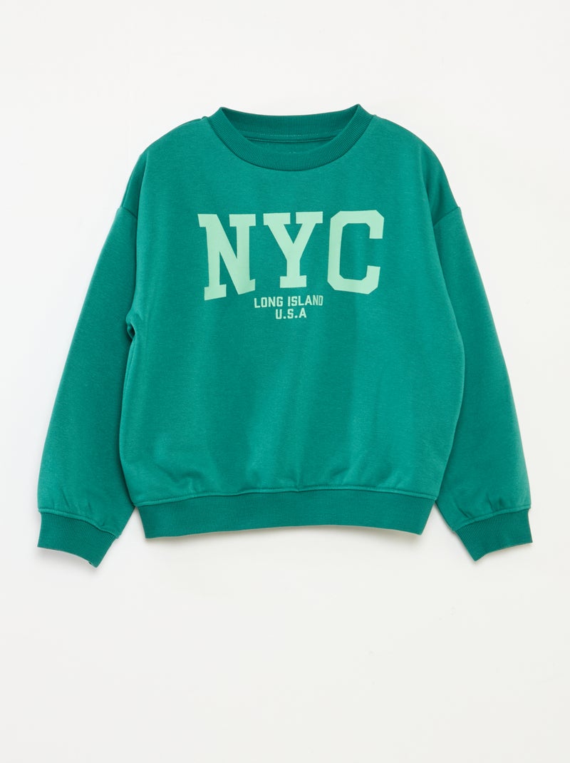 Felpa loose con stampa Verde - Kiabi