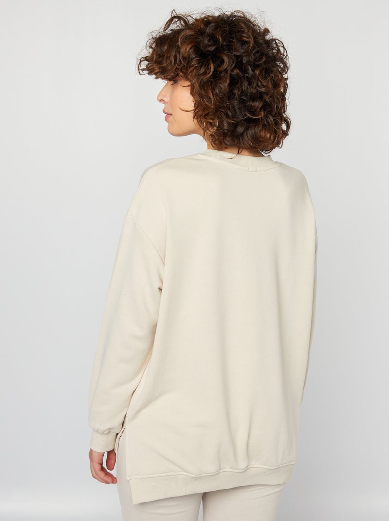 Felpa lunga in tessuto felpato leggero GRIGIO - Kiabi