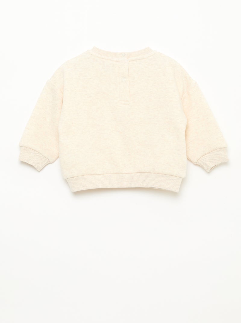 Felpa mélange con interno in morbido velluto Beige - Kiabi