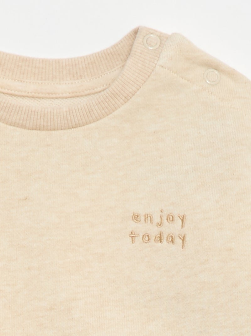 Felpa mélange in french terry Beige - Kiabi