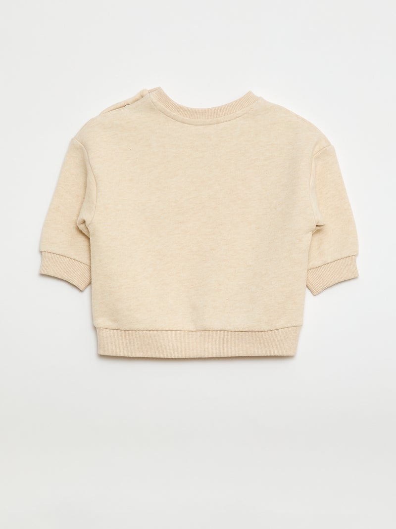Felpa mélange in french terry Beige - Kiabi