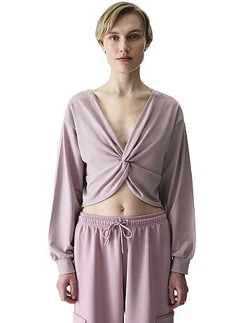 Felpa midi oversize con scollo a v e dettaglio con laccetto penti