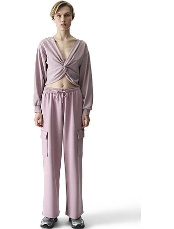 Felpa midi oversize con scollo a v e dettaglio con laccetto penti