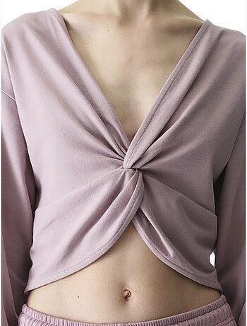 Felpa midi oversize con scollo a v e dettaglio con laccetto penti