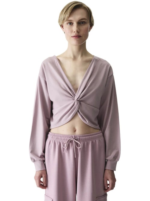 Felpa midi oversize con scollo a v e dettaglio con laccetto penti - Kiabi Felpa midi oversize con scollo a v e dettaglio con laccetto penti - Kiabi