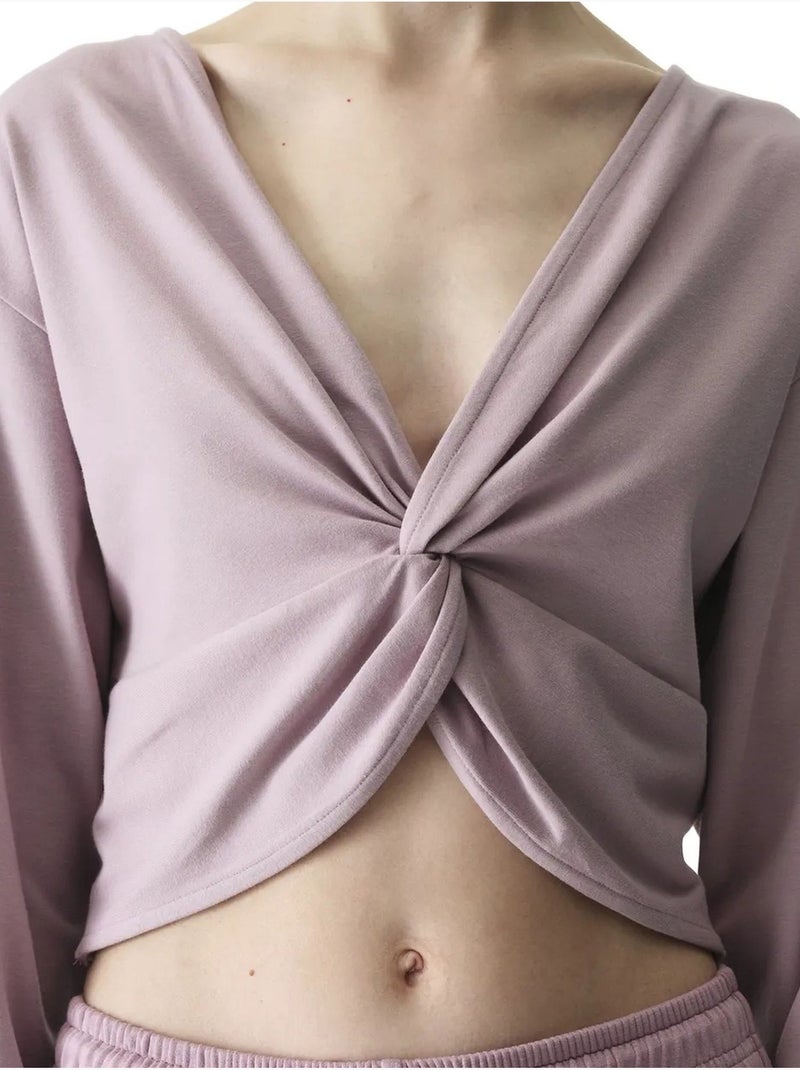 Felpa midi oversize con scollo a v e dettaglio con laccetto penti Malva - Kiabi