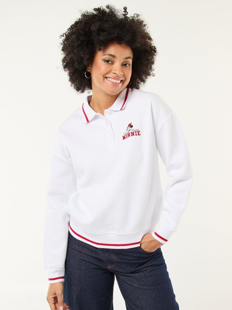 Felpa "Minnie" "Disney" con collo polo abbottonato Bianco - Kiabi