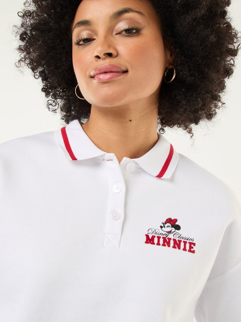 Felpa "Minnie" "Disney" con collo polo abbottonato Bianco - Kiabi