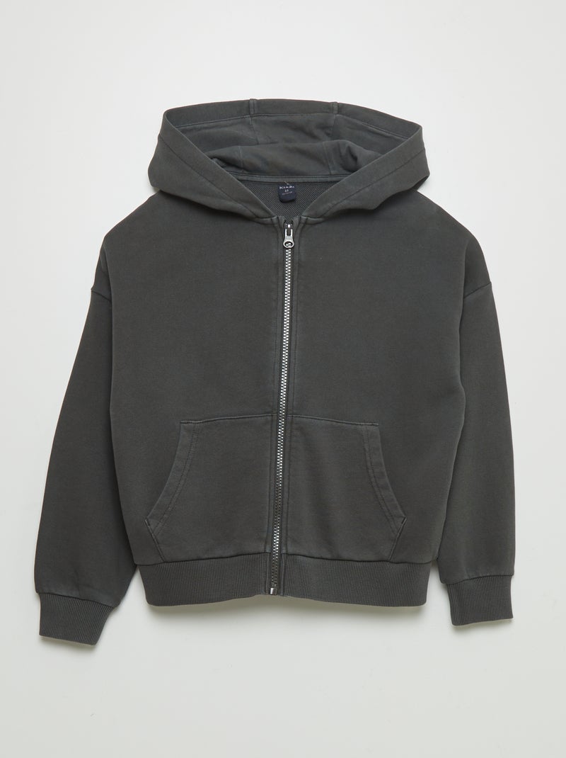 Felpa mista con cappuccio apertura con zip NERO - Kiabi