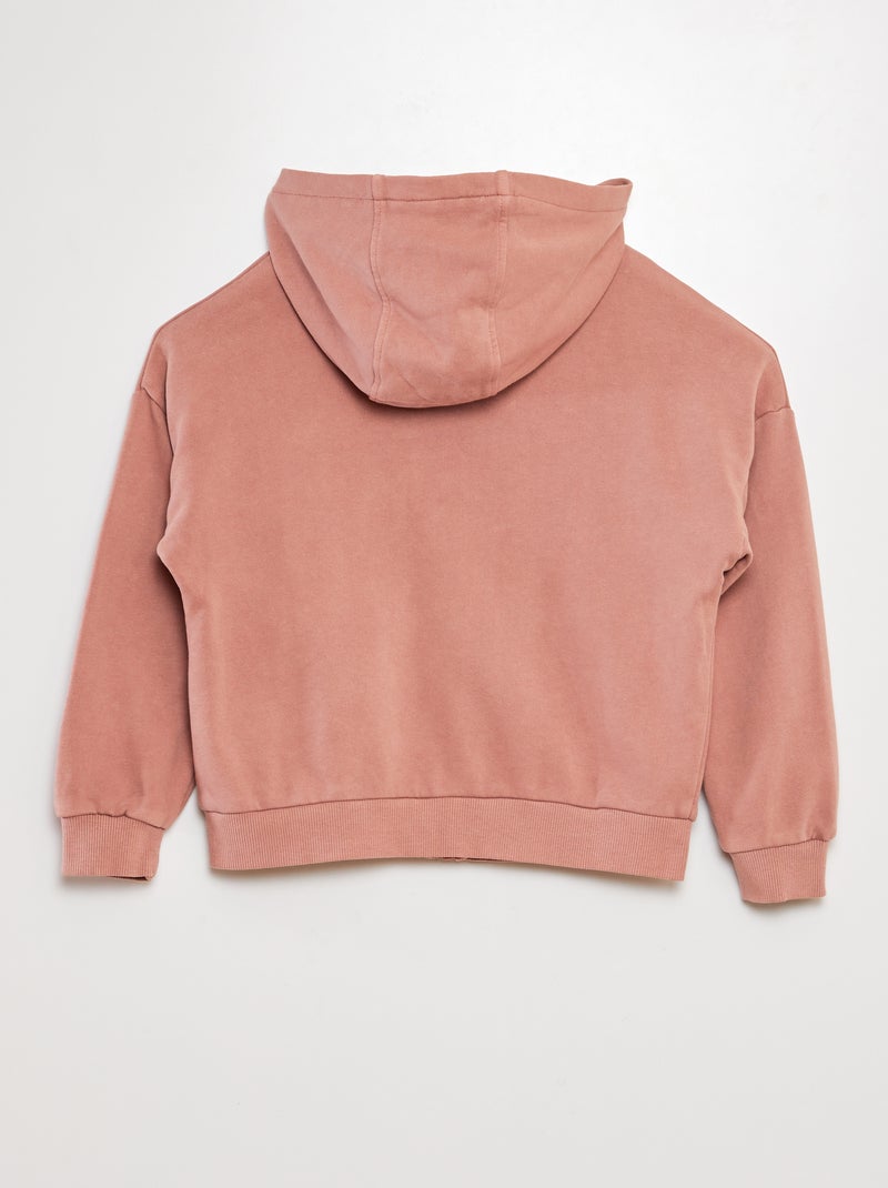 Felpa mista con cappuccio apertura con zip ROSA - Kiabi