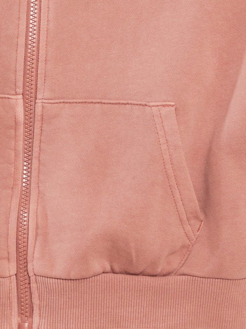 Felpa mista con cappuccio apertura con zip ROSA - Kiabi