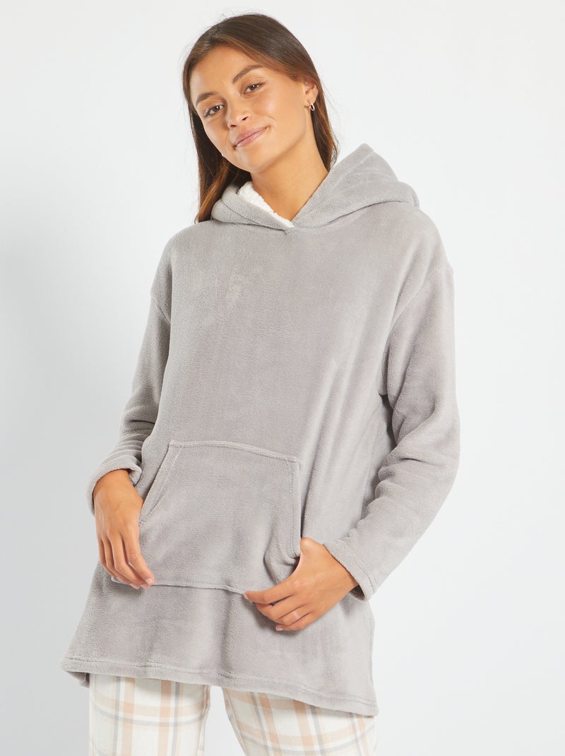 Felpa morbidissima in maglia peluche grigio - Kiabi