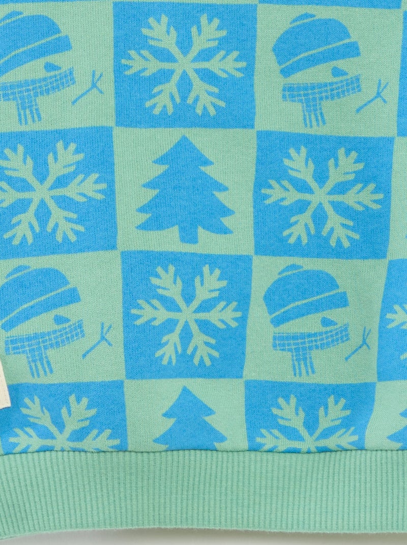 Felpa natalizia stampata in pile di cotone Verde - Kiabi