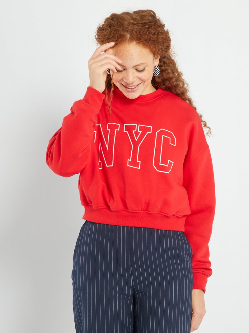 Felpa 'New York' scollo tondo ROSSO - Kiabi