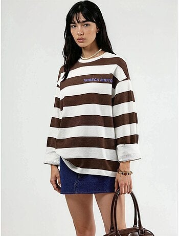 Felpa oversize a righe con girocollo busem