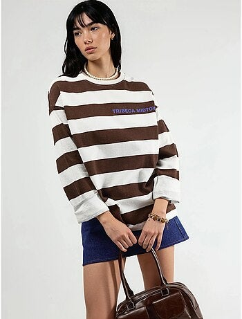 Felpa oversize a righe con girocollo busem