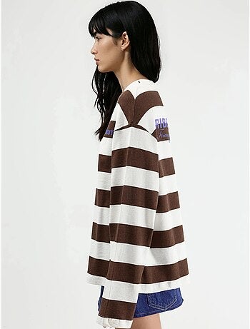 Felpa oversize a righe con girocollo busem